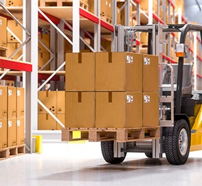 Forklift with pallet and boxes