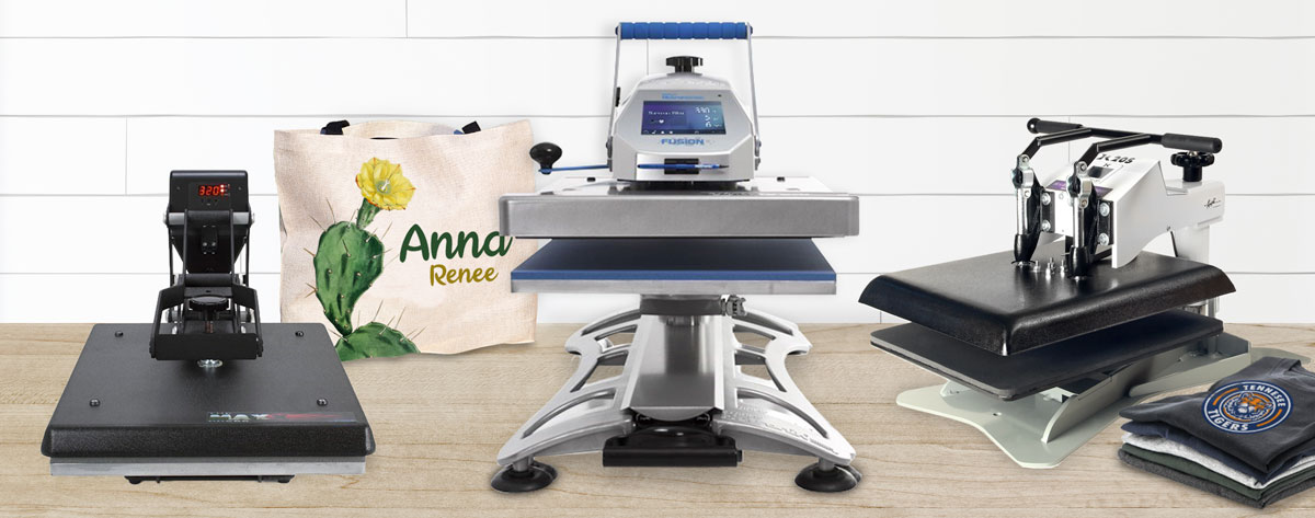 Heat presses with bag and shirts
