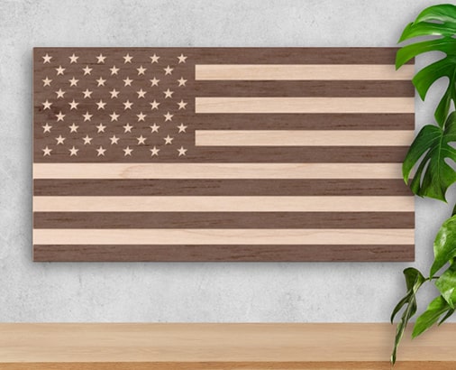 SOLID WOOD US FLAG