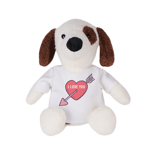 stuffed plush dog wearing personalized shirt